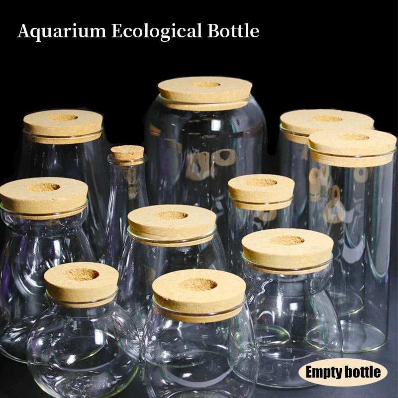 Mini Glass Fish Tank Betta Fish Tank Aquarium Fish Tank Micro Landscape Ecological Bottle Empty Bottle DIY Aquarium Accessories