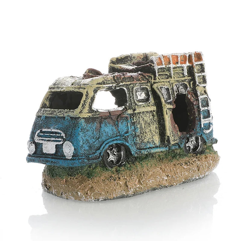 SWEETHOME Resin Wreck Car Ornament Fish Shrimp Hiding Cave Shelter Fish Tank Landscaping Decoration Accessories