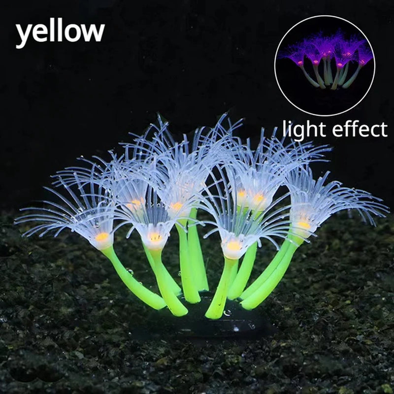 Simulation Silicone Coral Fish Tank Decorations Aquarium Landscape Supplies Aquatic Plant Sunflower Fluorescence Ornaments