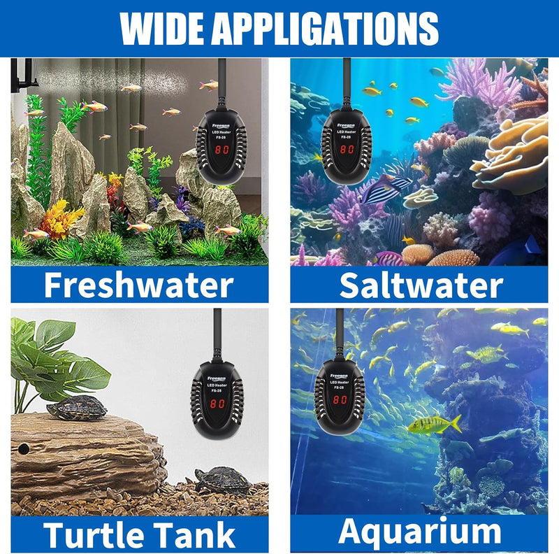Aquarium Fish Tank Heater: 50W Small Submersible Turtle Heater with Adjustable Temperature External Controller for Betta | Saltwater | Freshwater | 1-10 Gallon