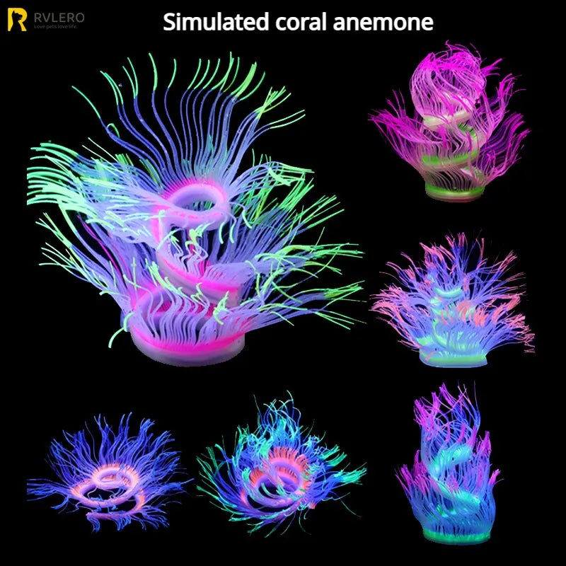 Fluorescent Simulation Silicone Sea Anemone Aquarium Fish Tank Landscape Decor Coral Emulation Plant Decoration Home Ornament