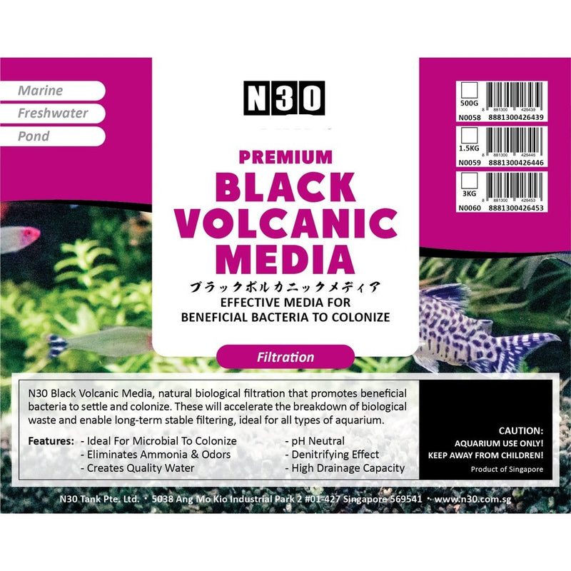 N30 PREMIUM BLACK VOLCANIC MEDIA (1.5KG ) - Fresh N Marine