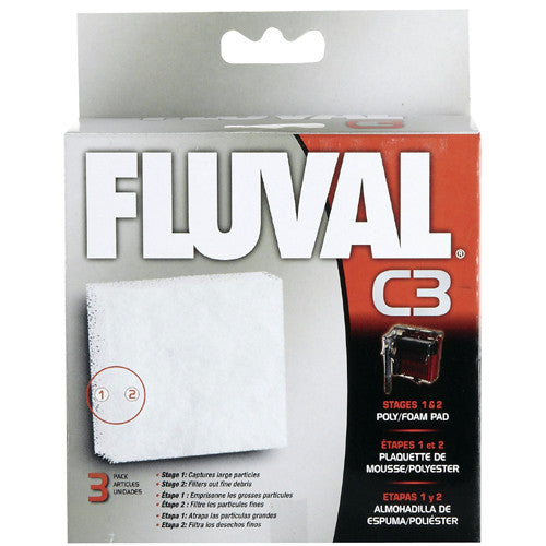 Fluval Poly Foam Pad for Fluval C3 Aquarium Filter 3 pk - Fresh N Marine