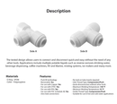 DM Fit Express Water 1/4" Union Tee Fitting Connection Parts for Water Filters / RO Systems - Fresh N Marine